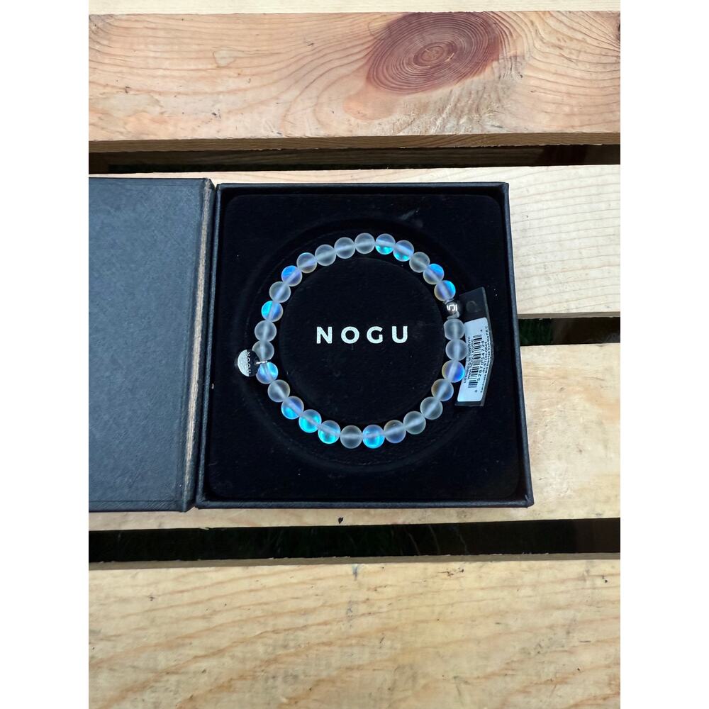 Rainbow White & Silver Mermaid Glass Bead Bracelet – Nogu - in box